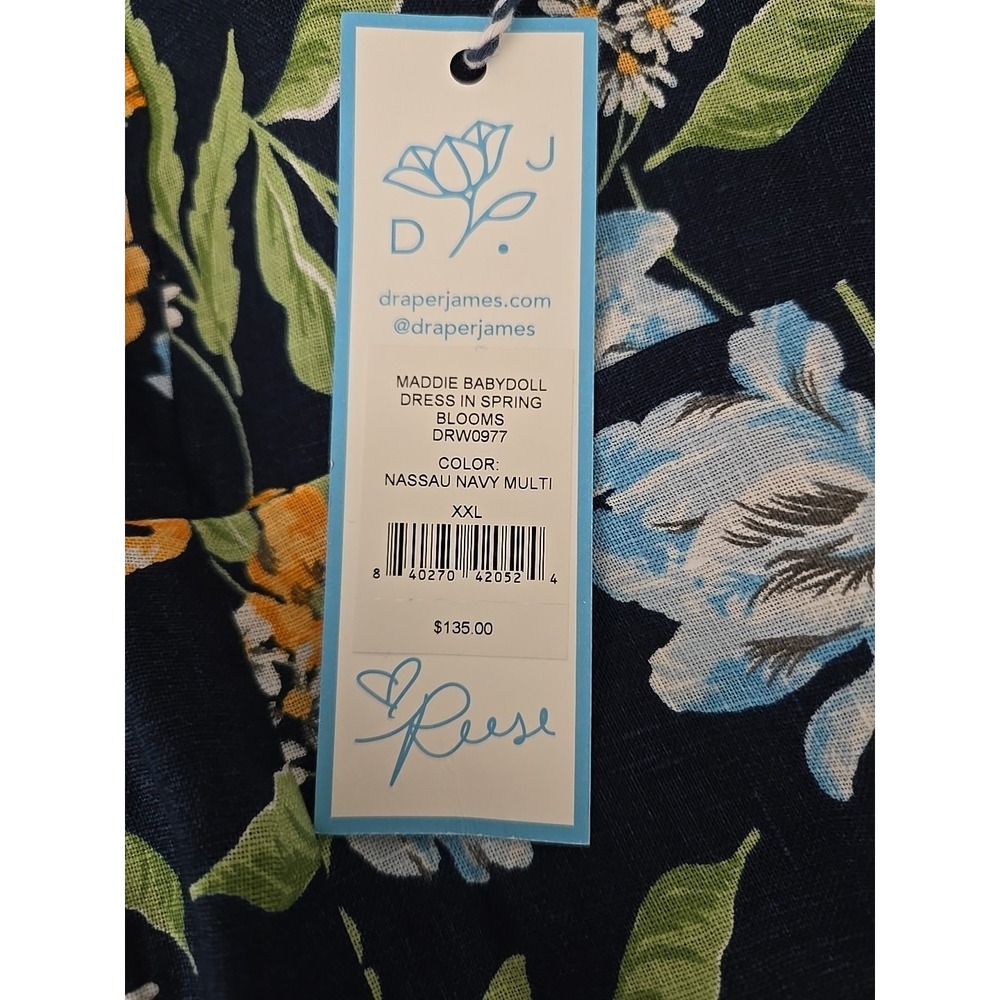 NWT‎ Draper James Floral Linen Babydoll Dress XXL Prairie Maddie Spring Blossom - Picture 4 of 7
